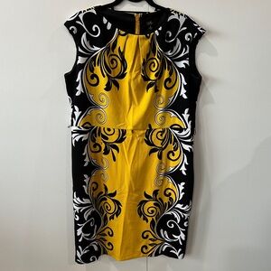 Elegant Yellow and Black Midi Dress